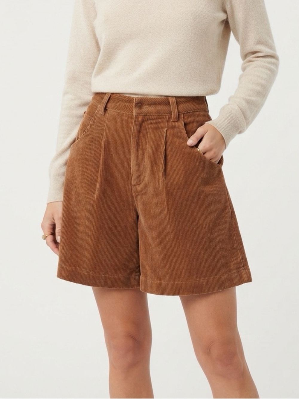Farm Rio Corduroy High Rise Shorts Brown Cotton Size 30
